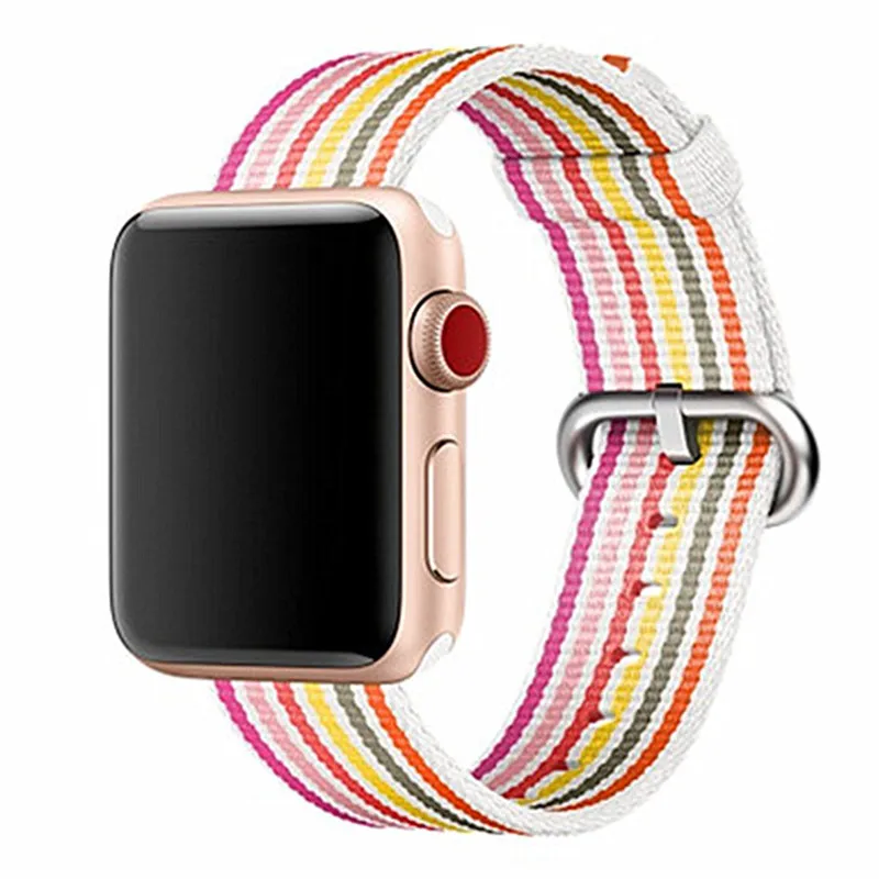 strip pink Ремешок Nato для apple watch, ремешок для apple watch 5, 4, 3, ремешок 44 мм, 40 мм, iwatch, ремешок 42 мм, 38 мм, плетеный нейлоновый браслет pulseira correa - Цвет ремешка: strip pink