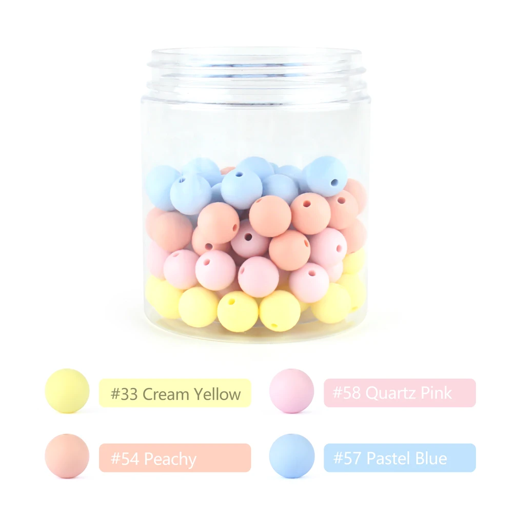 Silicone Teething Beads 20Pcs 12MM Round BPA Free Baby Teether DIY Pacifier Clip Chain Jewelry
