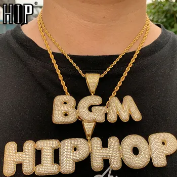 

Hip Hop Custom Name Bubble Letters Cubic Zirconia Bling Combination Words Iced Out Chain Pendants & Necklaces For Men Jewelry