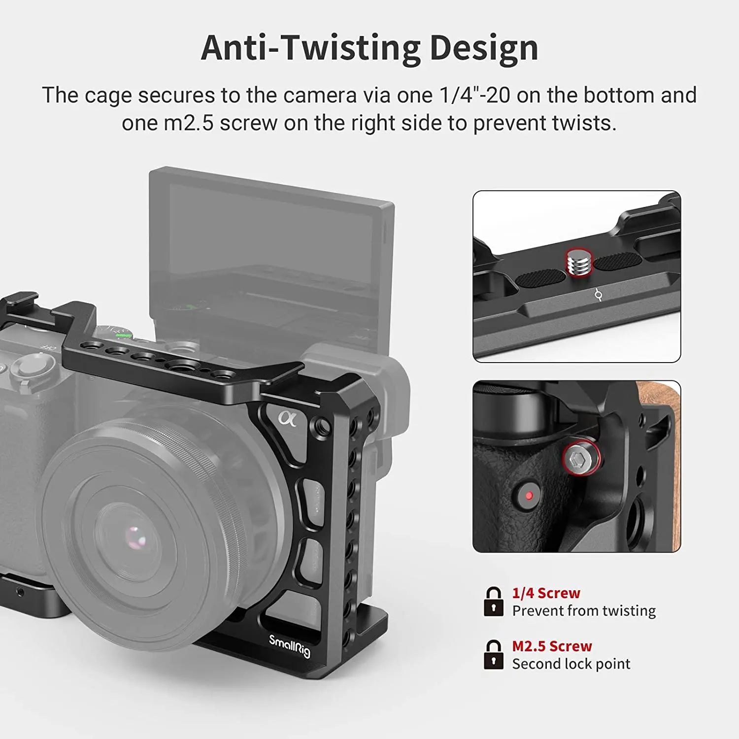 Smallrig A6400 Gaiola de Câmera para Sony Alpha A6300 A6400 A6500 A6100 Câmera com Furos de Rosca para Vlog Faça Você Mesmo Opção 2310 - Image 3