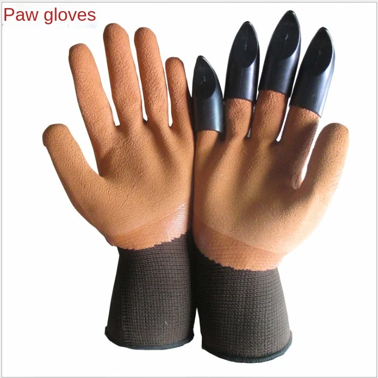 Gardening Gloves with Claws Digging Planting Protective Latex Gloves Durable Waterproof Prick-proof Permeable Home Labor Gloves