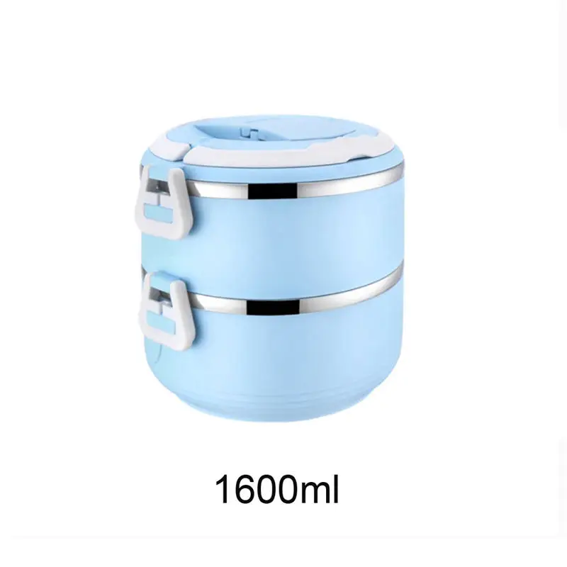 Blue 2 Layers 2/3 слоев из нержавеющей стали, детский японский Ланч-бокс Bento, контейнеры для еды для детей, школьный термос, Ланч-бокс с держателем для телефона - Цвет: Blue 2 Layers