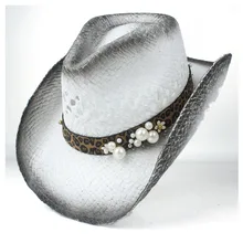 Соломенная женская западная ковбойская шляпа с закатанными полями шляпа для улицы Sombrero Hombre Женская ковбойская шляпа