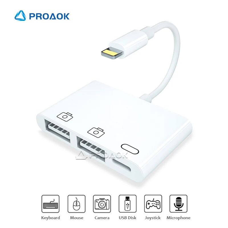 USB OTG адаптер для iPhone 7 8 11 XS Max Dual 3 0 цифровая камера ридер Lightning Поддержка мыши U диск