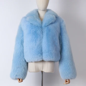 Kaufen Natürliche Fuchs Jacke Frauen Damen Echtpelz Mantel Langarm