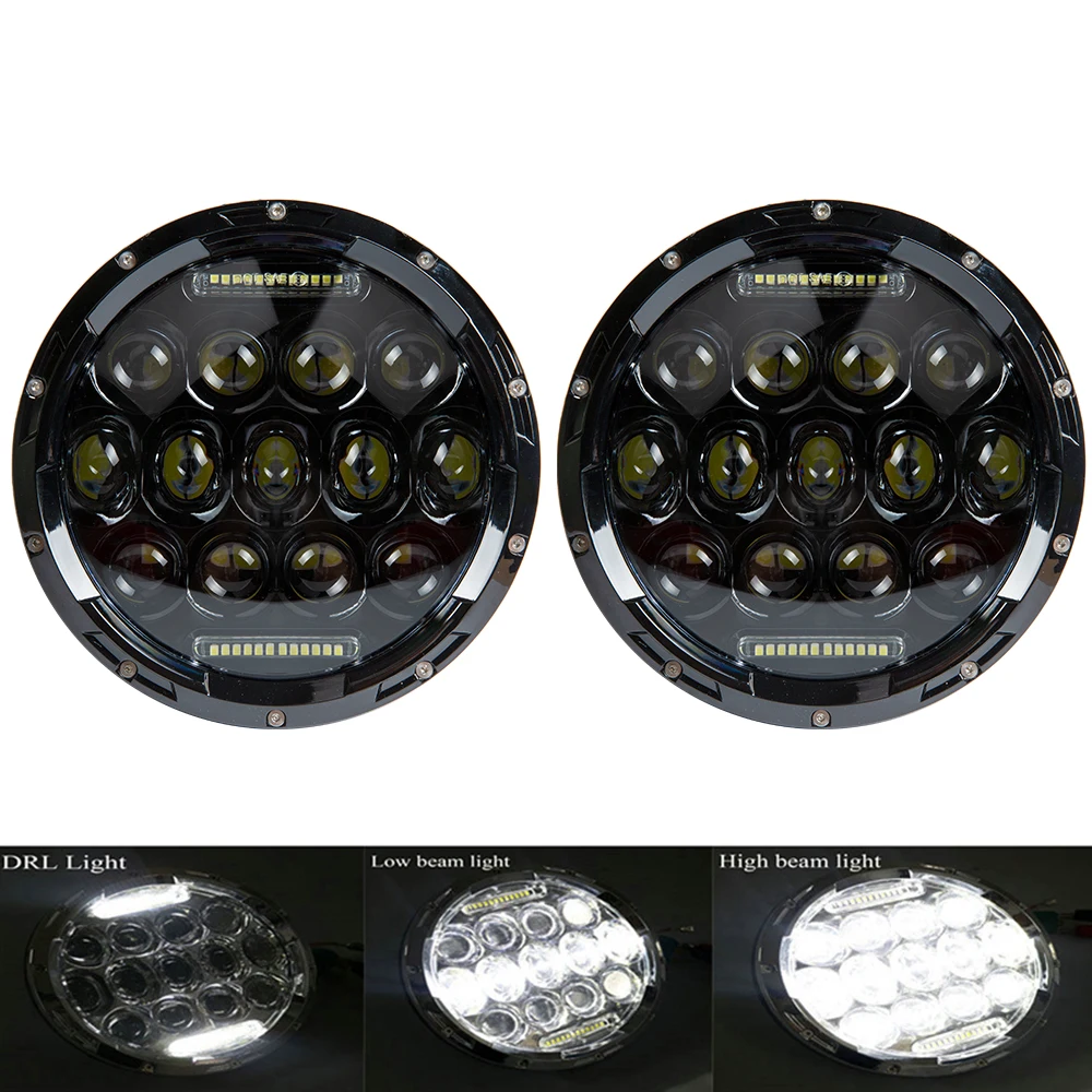 

2xFor Lada Niva 7inch Led Headlight Hi/Low Beam Light Halo Angle Eyes DRL Headlamp For Jeep Wrangler Off Road 4x4 suzuki samurai