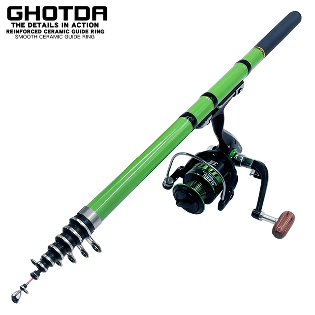 1.5-3.0m Telescopic Fishing Rod Combo Spinning Reel Fishing Set Short  Travel Stick Carp Bass Pike Feeder Rod Kit - Fishing Rods - AliExpress