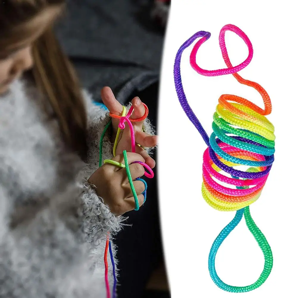 Kids Rainbow Rope Coloured String Toy Rope Finger Rope Puzzle Creates Various Figures Puzzle Game For Child Playing Game
