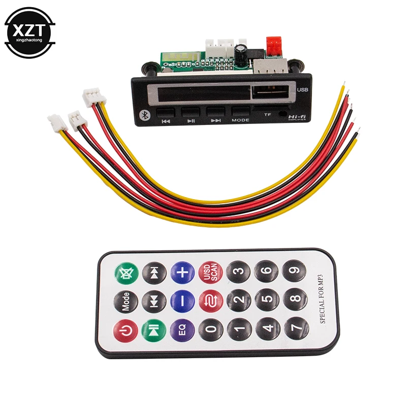 NEW 1PC Bluetooth 5.0 MP3 WMA WAV Decoder Board 5V 12V Wireless Audio Module Color Screen USB TF FM Radio For Car Accessories