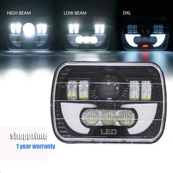 

Pair 7X6 inch LED Headlights H4 Light For Jeep Wrangler YJ Cherokee Comanche 5x7" Led Square Headlights With DRL