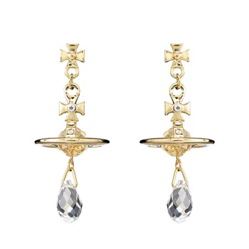 

New 2021 Gold and Silver Saturn Pearl Crystal Pendant Earrings Gorgeous Personality Silver Needle UFO Studding dropshopping