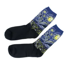 Весенние женские носки Ukiyoe в стиле ретро, художественные носки Mona Lisa Van Gogh с изображением знаменитой картины маслом, мужские забавные носки для пары