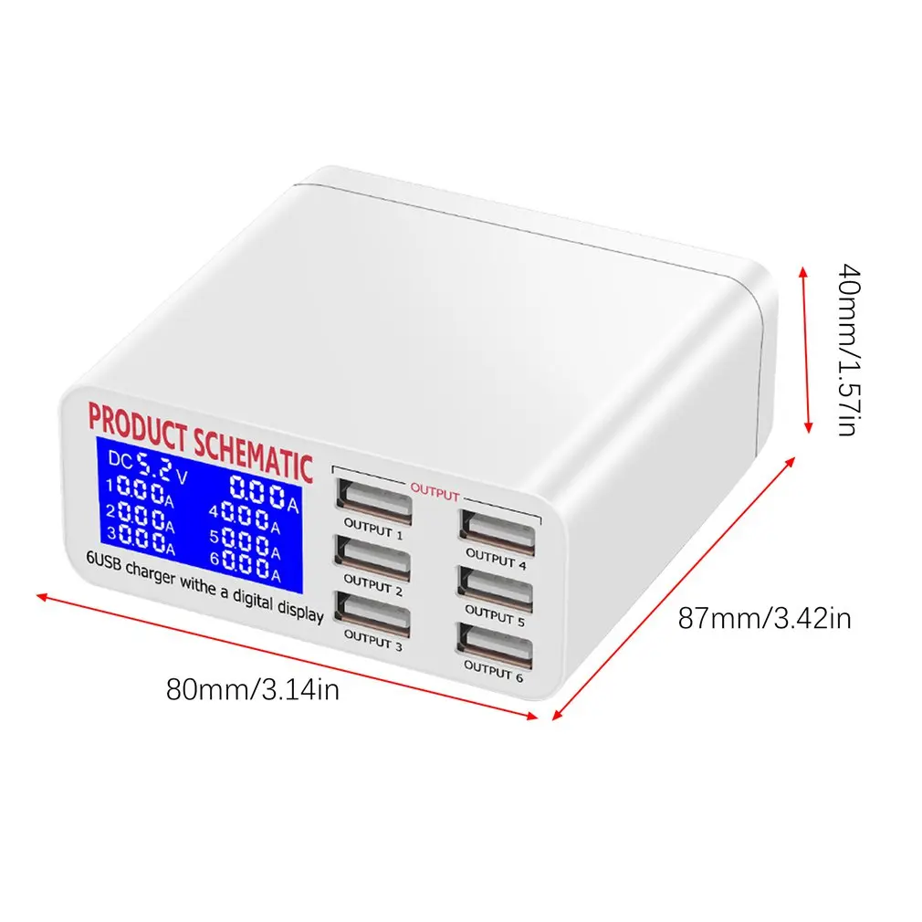 Lcd мульти быстрое зарядное устройство USB зарядное устройство несколько 6 USB зарядная станция для телефона универсальное usb-хаб умное зарядное устройство