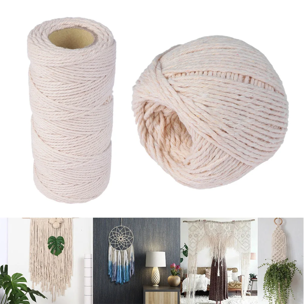 100% Natural Beige Cotton Twisted Cord Crafts Macrame Artisan String Handmade Christmas Gift Packing DIY Home Decor | Дом и сад