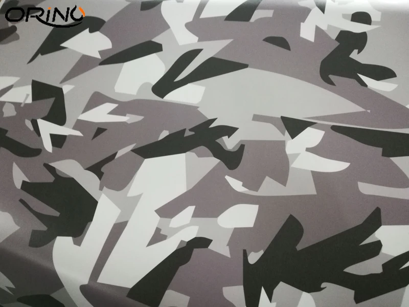 Black Grey White Camo Vinyl Film Wrap-5
