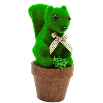 

Artificial Grass Cute Animal Potted Flowers Gardening Planter Pot Ceramic Flowerpot Lovely Squirrel Turf Animals Toy Decorations