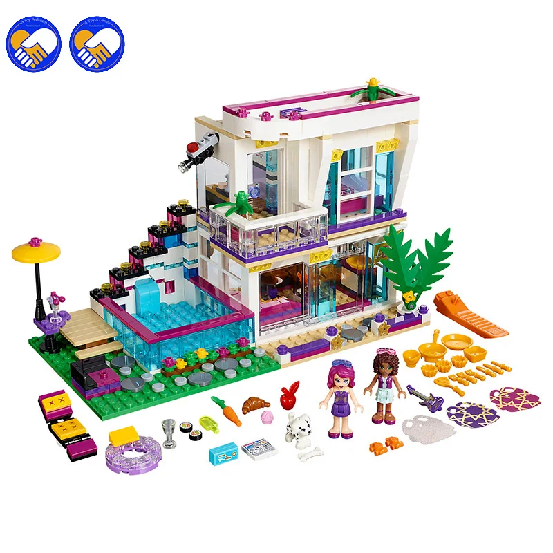 

Compatible Legoinglys Friends 760pcs Pop Star House Constructor Model Kit Blocks Bricks Toys for Boys Girls Children Modeling