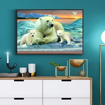 

Bear Rhinestones Cross Stitch 5D Diamond Painting Full Round Drill Embroidery DIY Wall Art Decor rhinestone animal home art