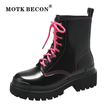 

MOTK BECON 2020 New Arrivals Genuine Leather Ankle Boots for Women Winter Boots Women Luxury Shoes Women Designers Chelsea Boots