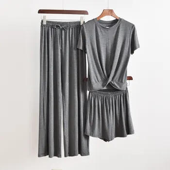 

2020 Summer new three-piece set of pajamas casual loose modal home suit women can go out pj sets for women clothing sets women