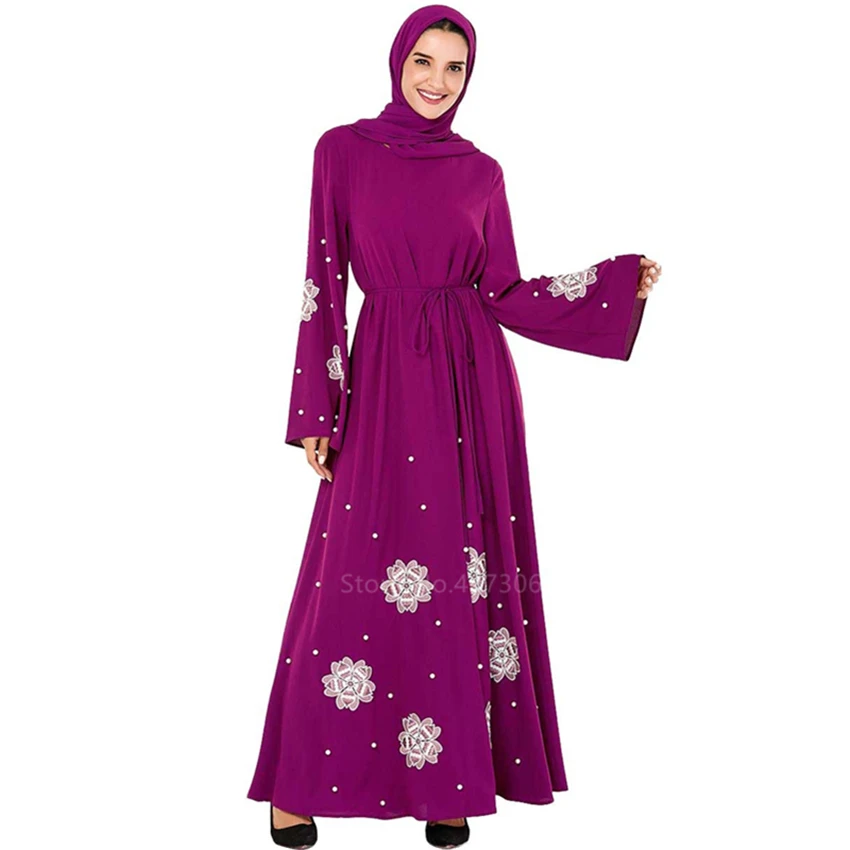 Элегантное мусульманское платье с вышивкой Abaya Vestidos кардиган кимоно свободный