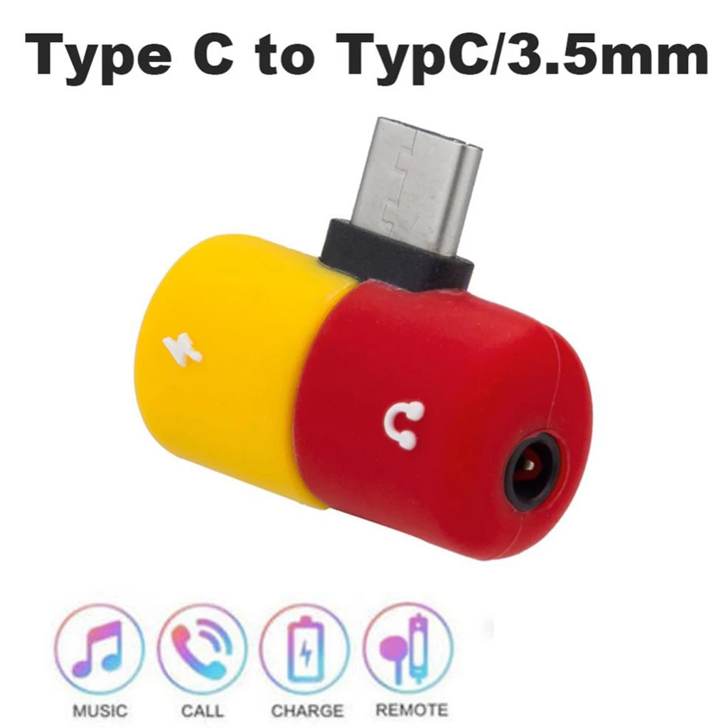 3 Pieces Capsule 2 In 1 USB C Headphone Audio & Charger Adapter Splitter