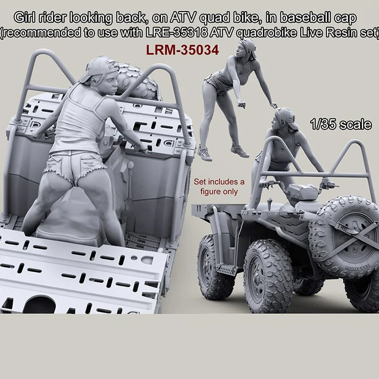 1/35 Scale Unpainted Resin Figure Girl on ATV quad bike ( not included ) collection figure | Игрушки и хобби