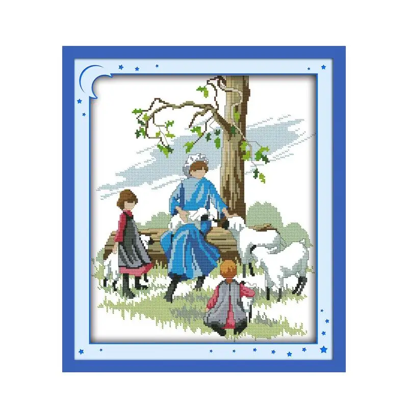 Набор для вышивки пастушкой, комплект для вышивки крестиком 14 шт., с овчиной, луг, вышивка крестиком, «сделай сам», рукоделие, Декор