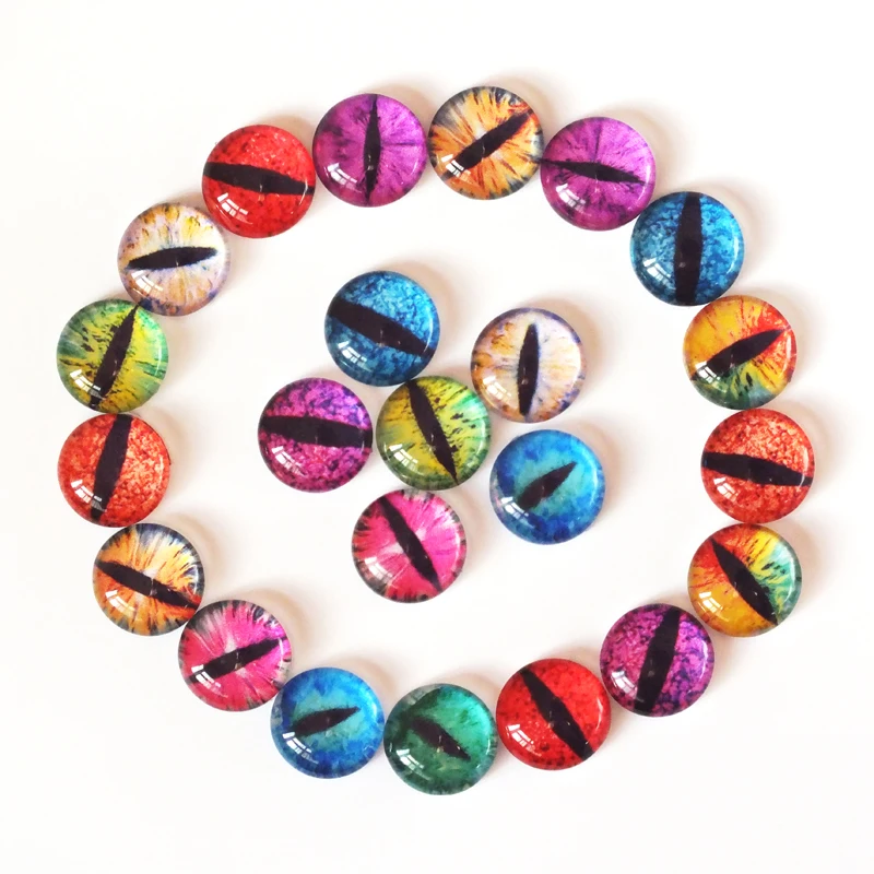 6/8/10/12/14/16/18/20/22/25mm Mixed Doll eyes Dragon Eyes Round Glass Cabochon Flatback Photo Dome Jewelry Pendant Settings 2