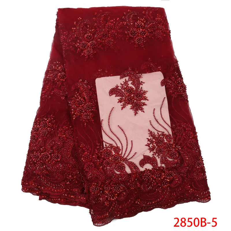High Quality 3D Handmade Beads Tulle Lace Fashion Wedding Lace African Lace Fabric with Beads for Women KS2850B-6
