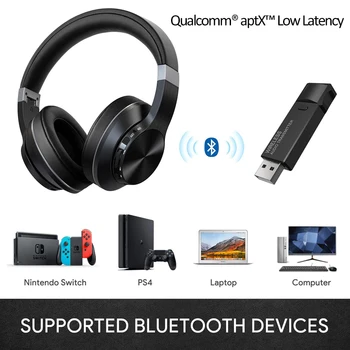 

APTX Low Latency Wireless Gaming Headphones Set Bluetooth USB Audio Adapter for PC PS4 Desktop Gamer Noise Cancelling Microphone