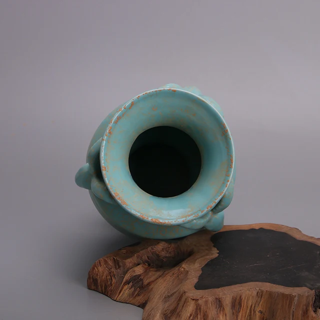 Song Ruyao Tianqing Glaze Sanyang Zun Vase Three Rams Vase Imitation Unearthed Ancient Porcelain Handmade Porcelain Antique Vase 4