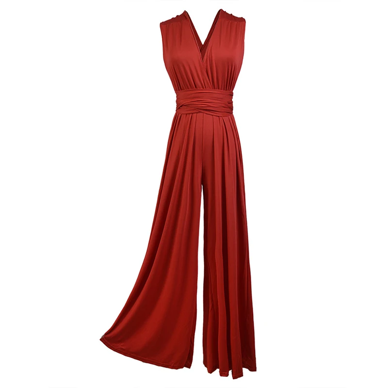 2021 Summer Fashion New Women's Solid Color Multi-rope Multi-wear Cross-sexy Tie-up High-waisted Body Temperament Jumpsuit