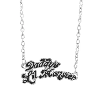 

Hip Hop Suicide Squad Necklace Long Chain Necklace Harley Quinn Daddys Monster Letters Necklace For Women Men Jewelry Gifts