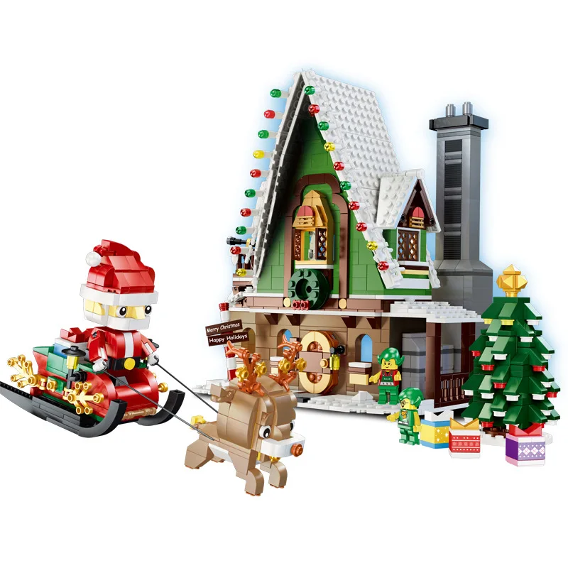 

NEW 2020 Ideas Merry Christmas Series Winter Village Elf Club House Model Building Blocks Sets Bricks Toys Figures Friends Noel