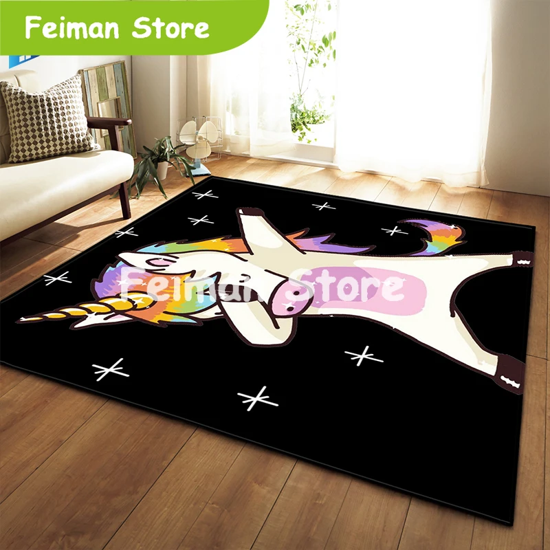 Скандинавские 3D ковры единорог мультфильм животное спальня коврик для детских игр мягкая фланелевая пена памяти большое место коврики ковер для гостиной