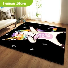 Скандинавские 3D ковры единорог мультфильм животное спальня коврик для детских игр мягкая фланелевая пена памяти большое место коврики ковер для гостиной