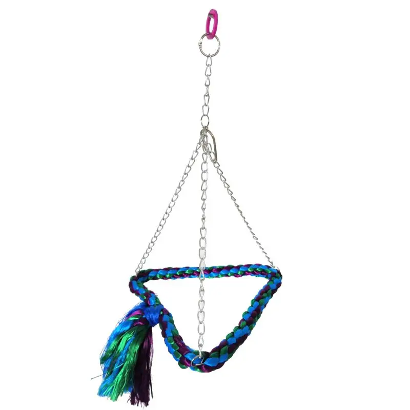 Bird Hanging Swing Triangle Rope Wrapped Perch Cage Parrot Chew Toys Climbing Standing Bar Bird Toys For Birds Budgie Parakeet