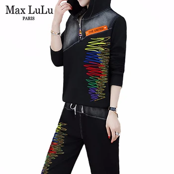 

Max LuLu 2019 New Korean Fashion Tops Ladies Punk Tracksuit Womens Outfits Harem Pants Luxury Two Pieces Sets Casual Streetwear