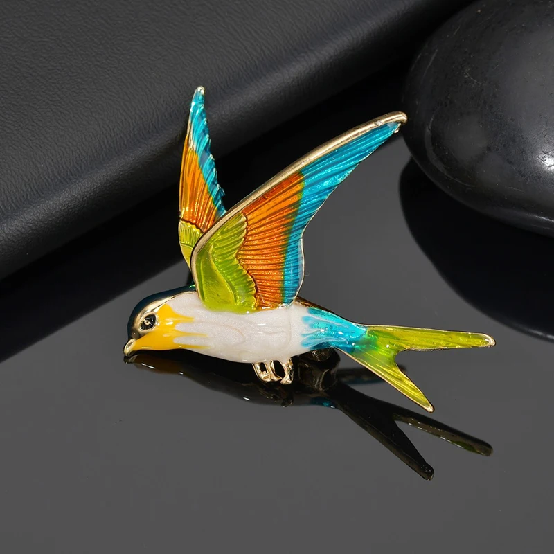 

Modyle Vivid Enamel Swallow Shape Brooch Pins Coat Dress Decoration Badge Sweater Pendant Bird Animal Brooches For Women Men