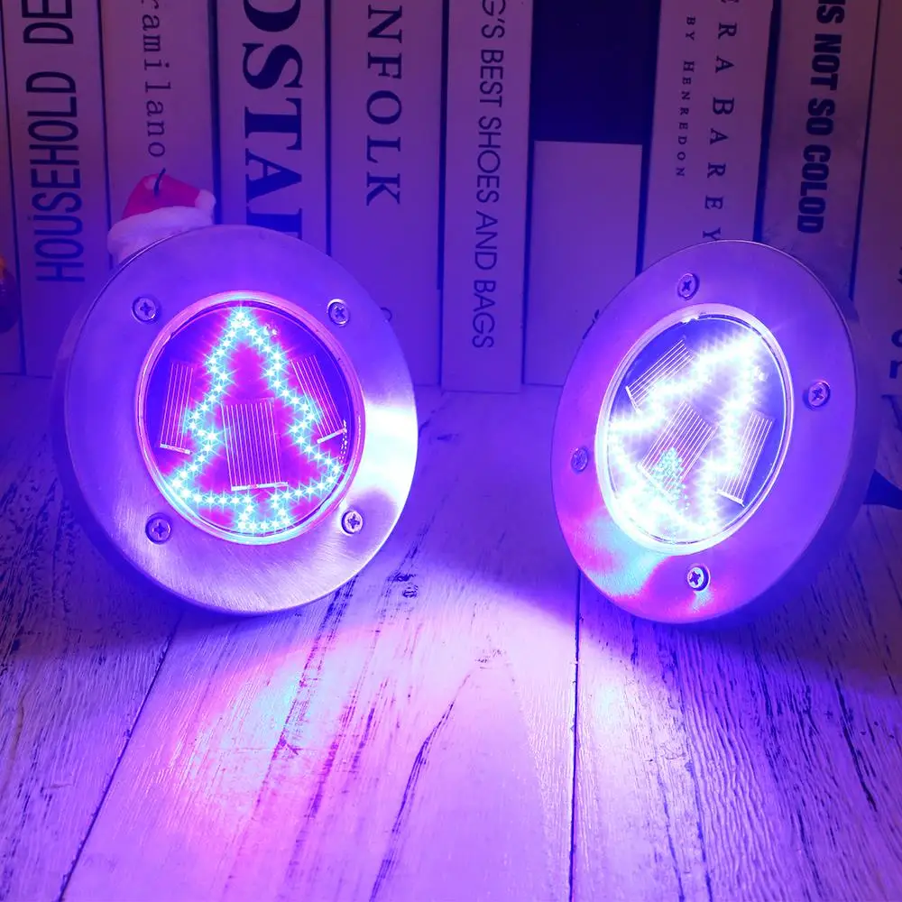 Buried Light Solar Power 60LED Garden Decking Street Security Gutter Ground Lamp Disk Lights Christmas Tree Outdoor Path Way