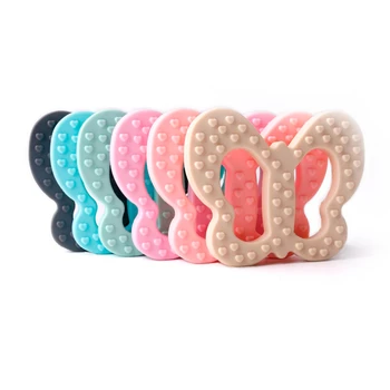 

Let's Make Silicone Butterfly Baby Teether DIY Baby Shower Gift Accessories Rattles Pendants Nursing Necklace Charms Teether