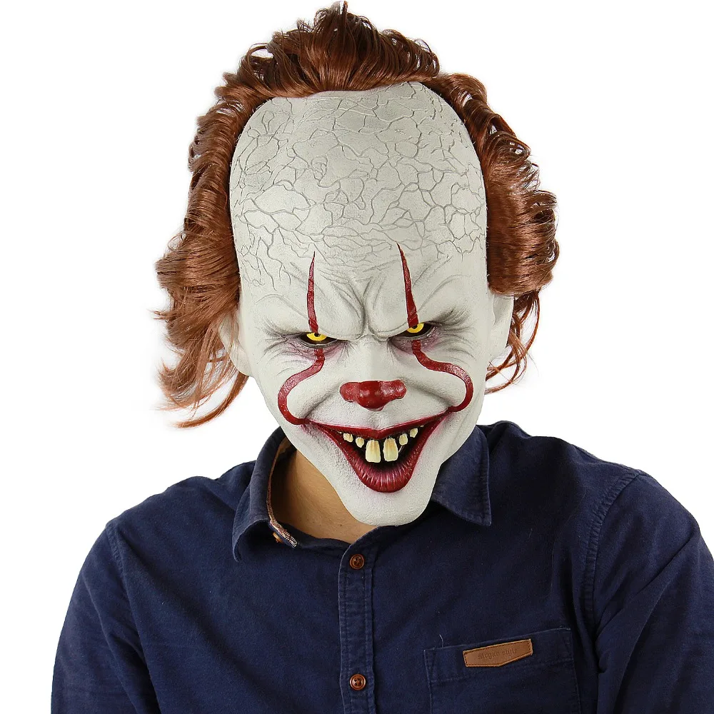 Маска клоуна страшные маски на Хеллоуин Косплей Stephen King's It Pennywise Joker Scary Mascaras De латексная Реалистичная маска для костюма - Цвет: clown 1