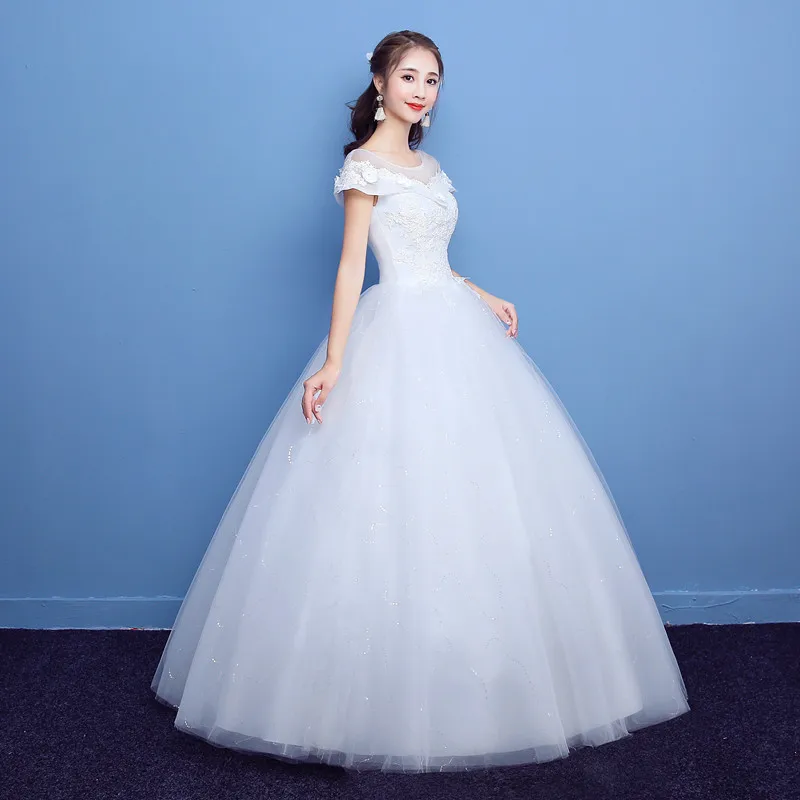 Последние иллюзии с короткими рукавами и кружевами Vestido De Noiva бальное платье на заказ Плюс Размер Свадебные платья H08