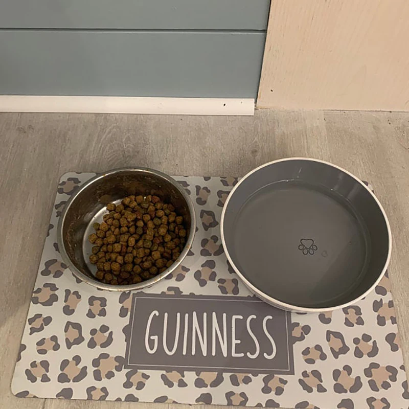 

Printed Pattern Pet Placemat PU Leather Waterproof Non-slip Dog Mat Cat Mat Drinking And Feeding Pet Mat Personalized Name Pad