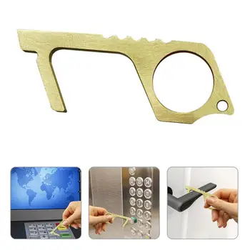

Anti-contact Key Chain Contactless Safety Key Handheld Non-Contact Key Door Clean Key Brass Color Clean Key Opener A Closer Tool