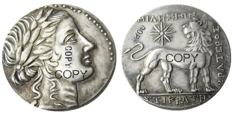 

Г (43) иония. Милет. Ок. 170-160 до н. Э. AR tetradrachm Посеребренная копия монеты