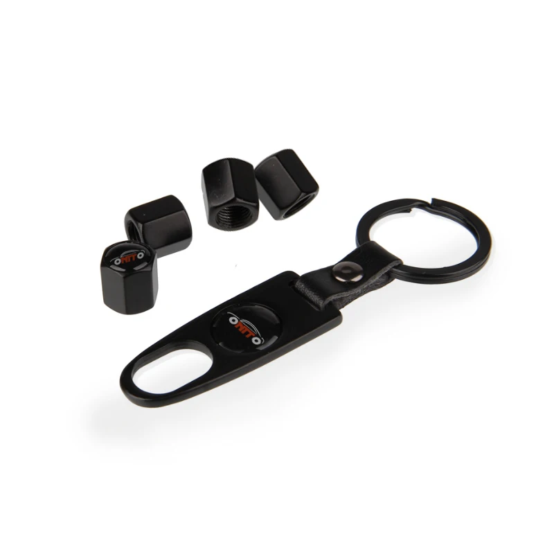 

4 Pcs Car Tire Valve Caps Air Tyre Stems Cover with key chain Universal Aluminum for Jaguar Fiat Dodge Chevrolet Renault saab