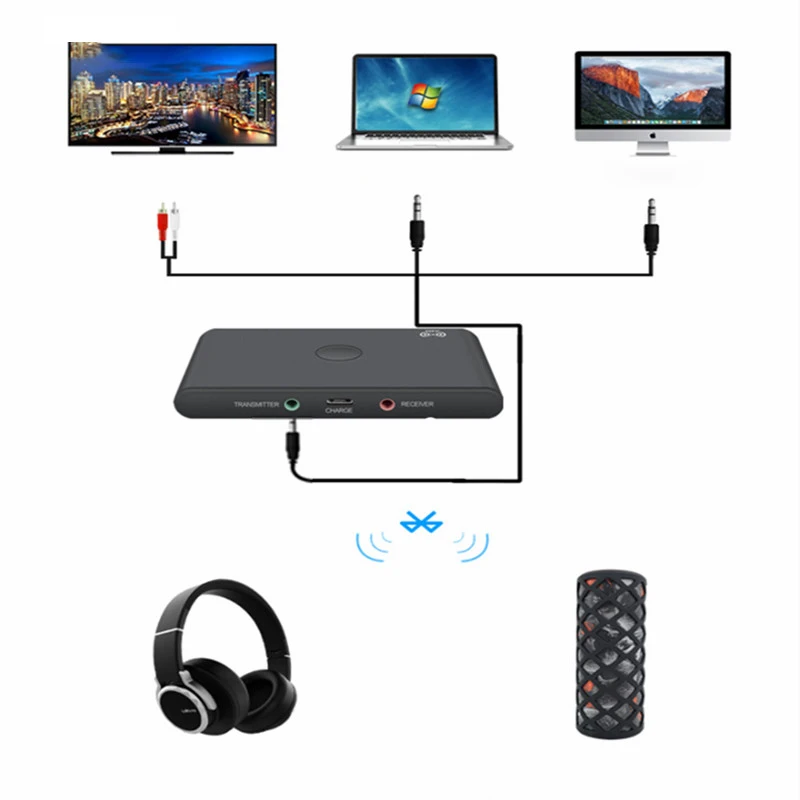 2 In 1 Wireless Adapter Receiver Transmitter Bluetooth 4 2 Adapter Music for TV Headphones Speakers