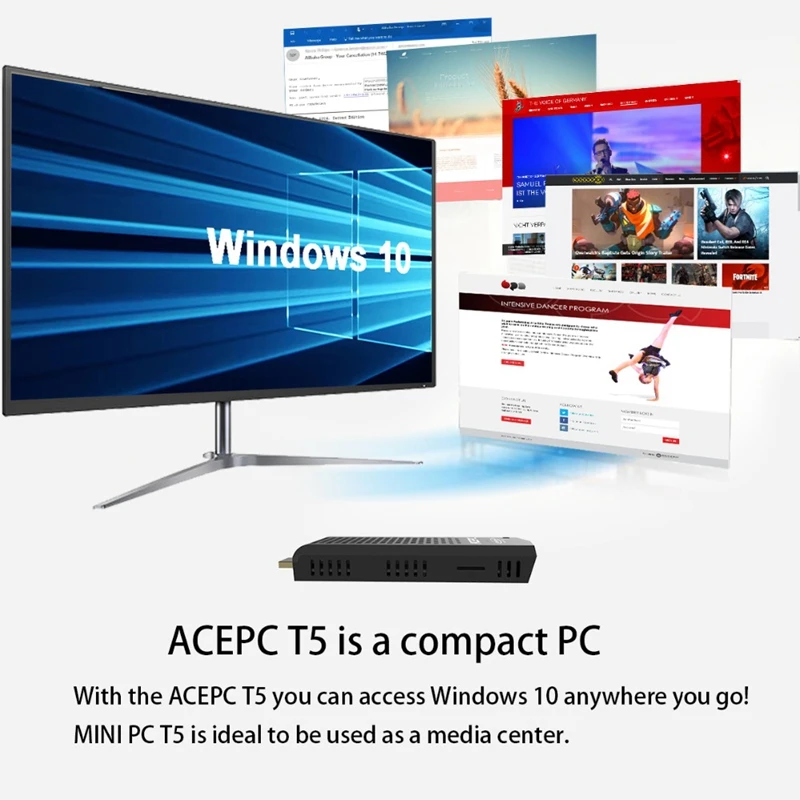 T6 Pro Stick мини-ПК карманный компьютер мини Безвентиляторный Windows 10 4 ГБ ОЗУ 64 Гб ПЗУ Intel Atom X5-Z8350 4K Bt4.0 Wifi Usb 3,0(Us P